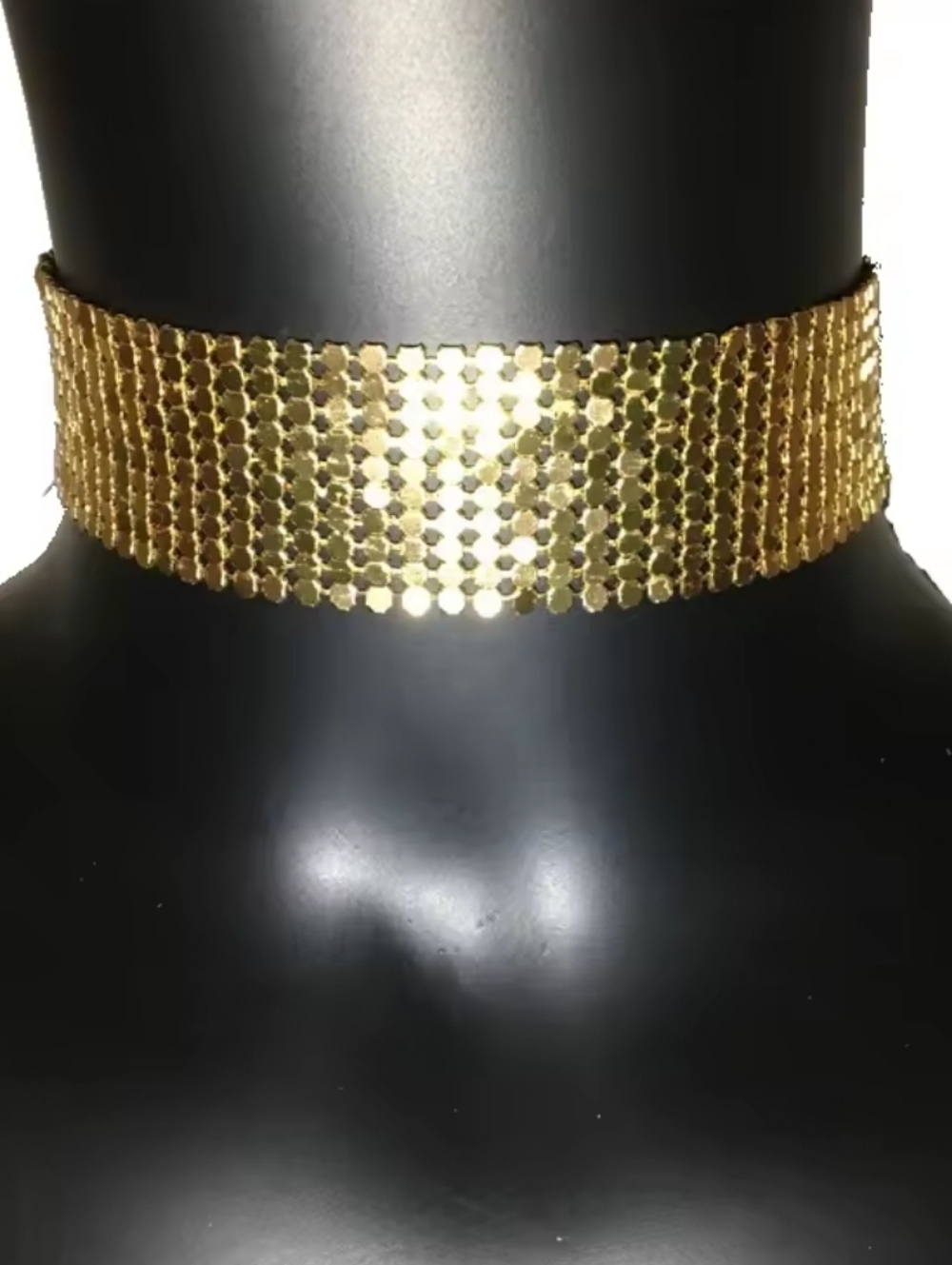 New Gold Mesh Sequin Statement Necklace